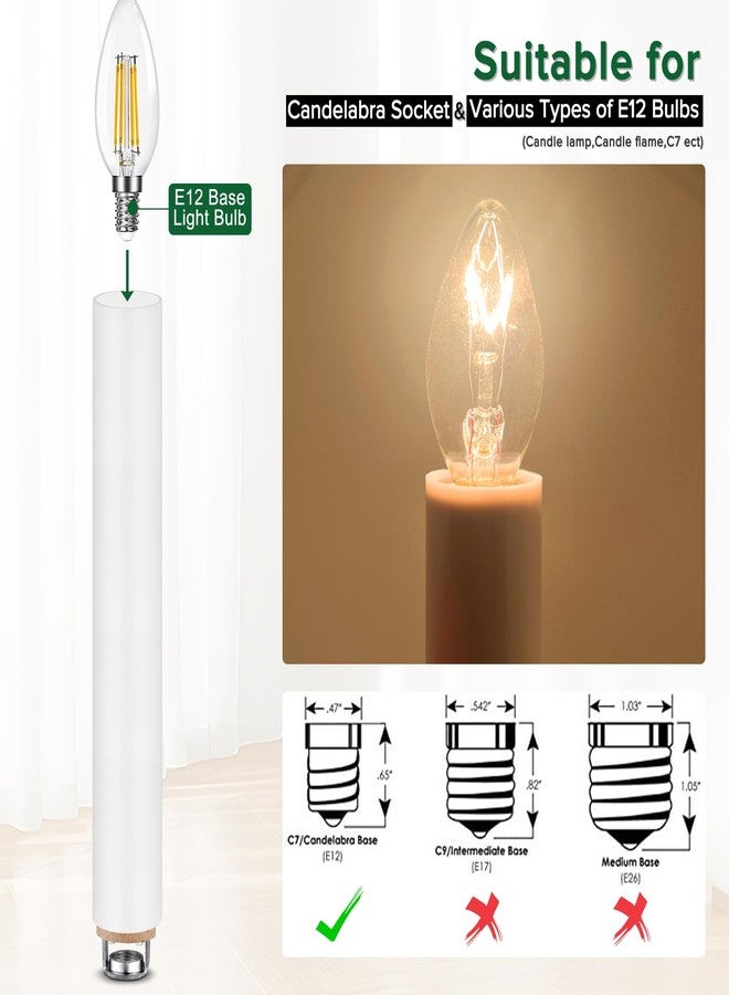 EMNOOTI 6 Inch Tall White Plastic Candle Covers Sleeves,Chandelier Socket Sleeves,Candelabra Base E12 Socket Covers Set of 6 - Image 4